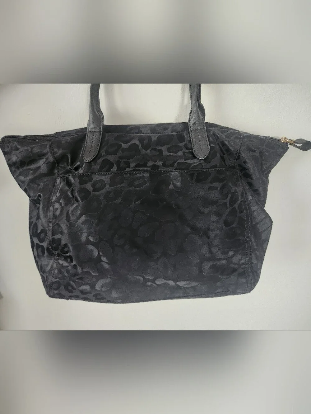 Michael Kors Black Leopard-Print Jacquard Tote with Gold Hardware